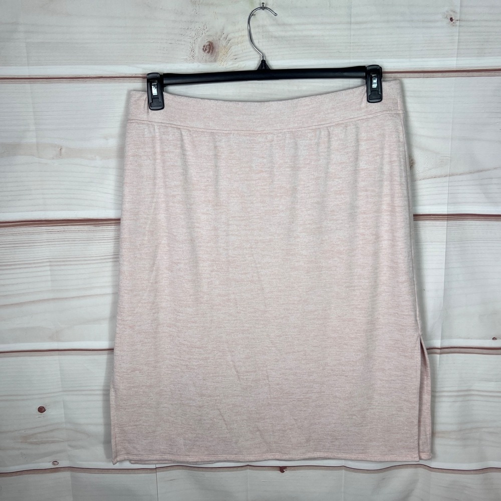 Gap Skirt Womens XL Pink Knit Midi Pull On A-Line Side Slit Solid Stretch